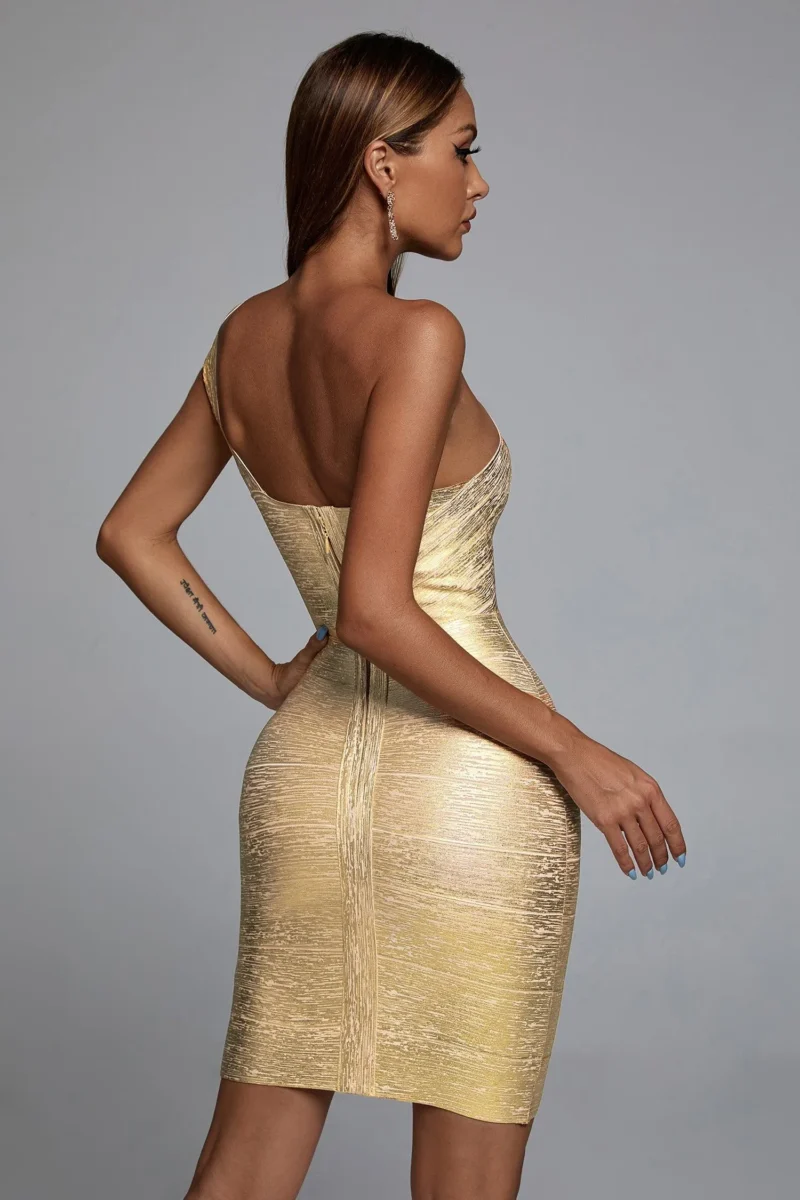 Metallic Mini Cocktail Dress - Image 2