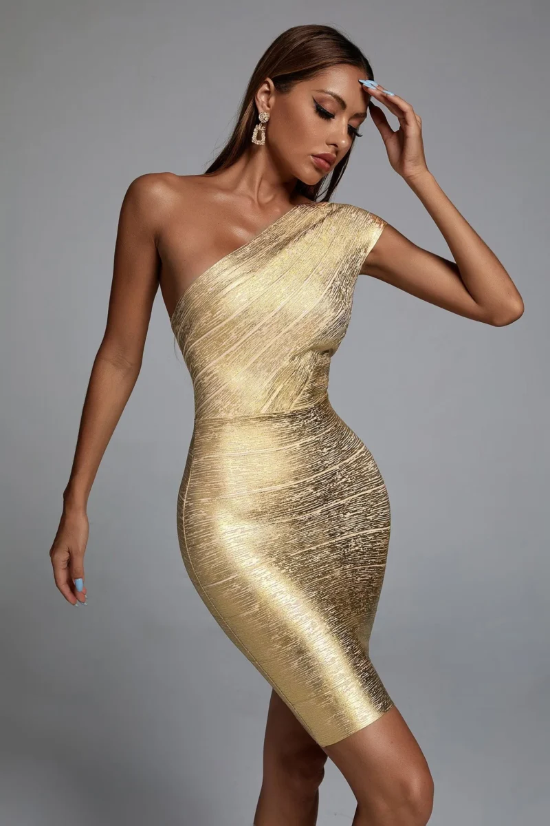 Metallic Mini Cocktail Dress - Image 4