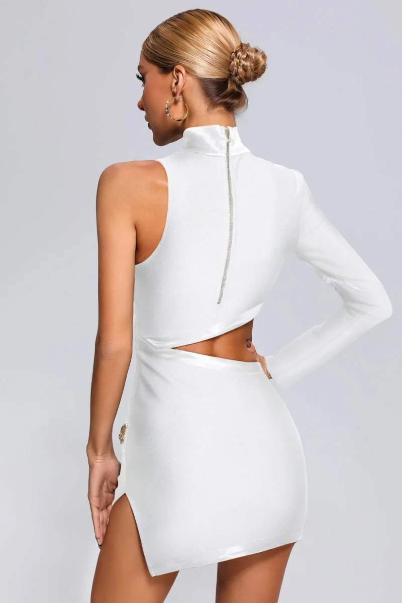 One Shoulder Cutout Mini Bandage Dress - Image 3