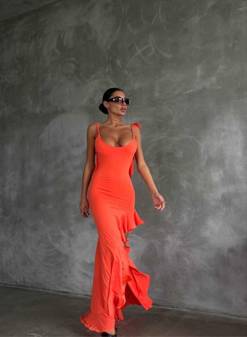 Tango open back dress Orange - Image 3