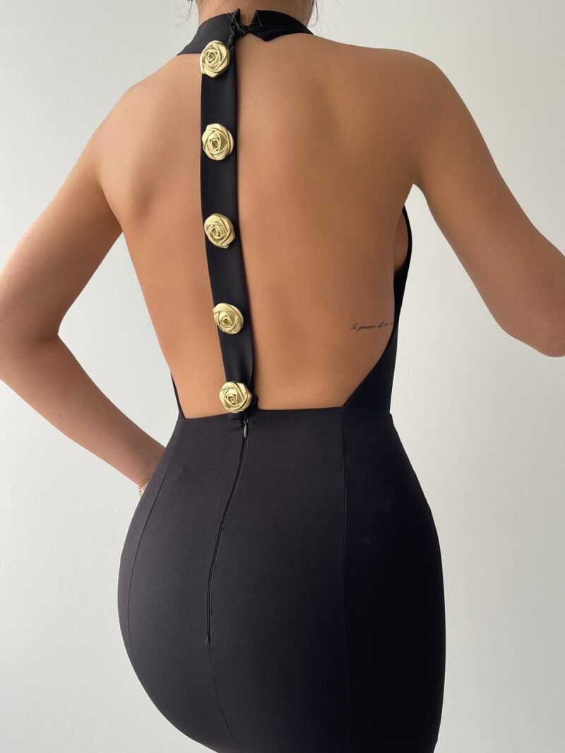 Golden Rose Halter Dress - Image 5