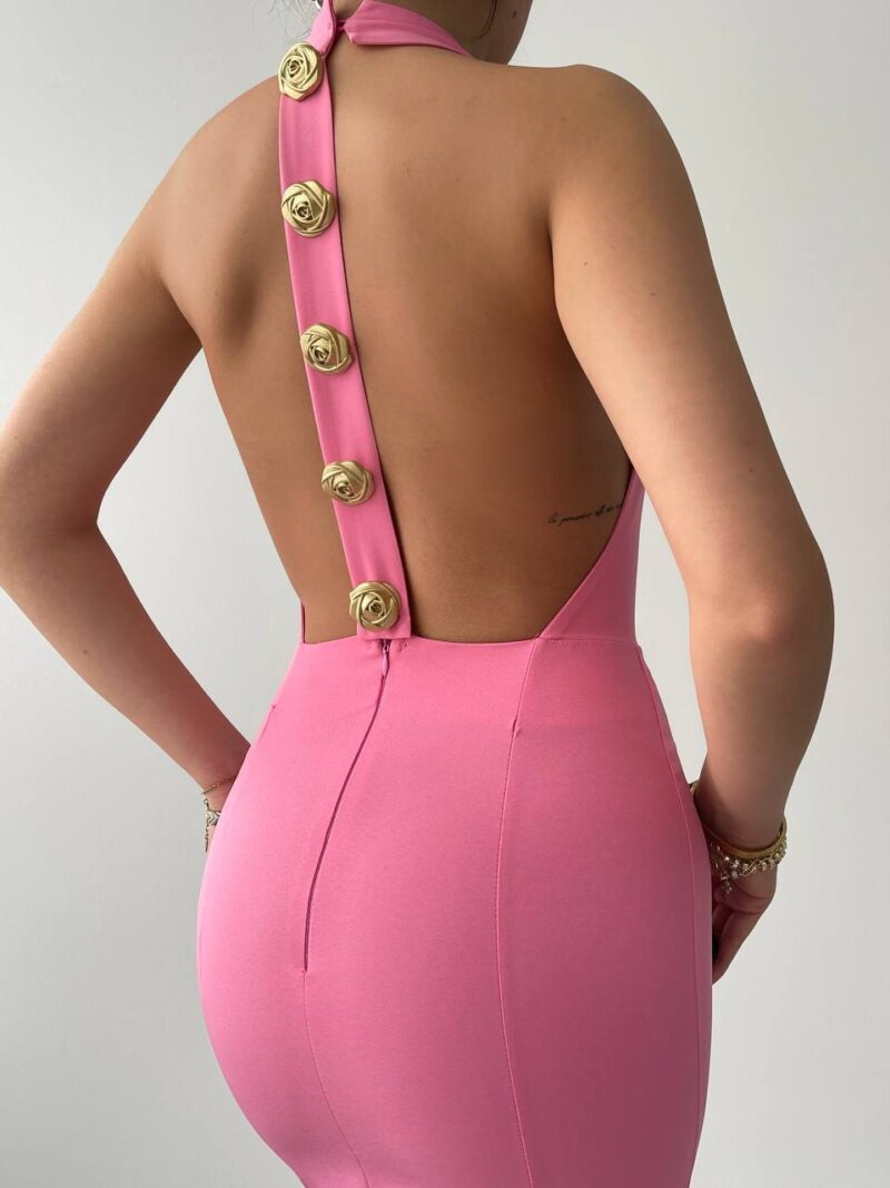 Golden Rose Halter Dress - Image 10